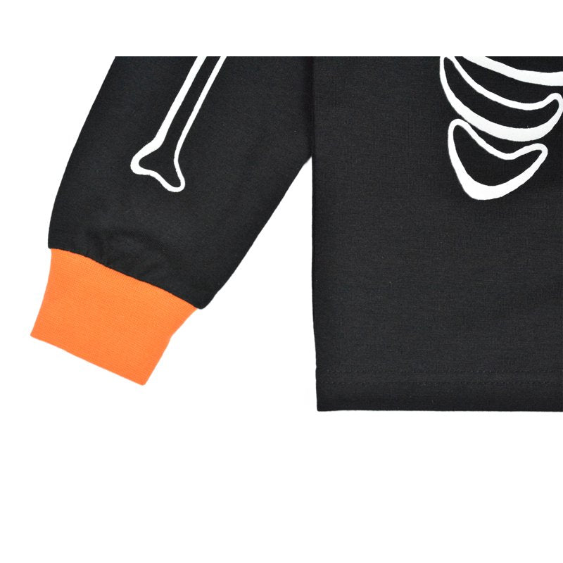 Kids Halloween Skeleton Pajamas Set - Glow in the Dark Boys Girls Sleepwear Size 14 - Skeleton Outline Print