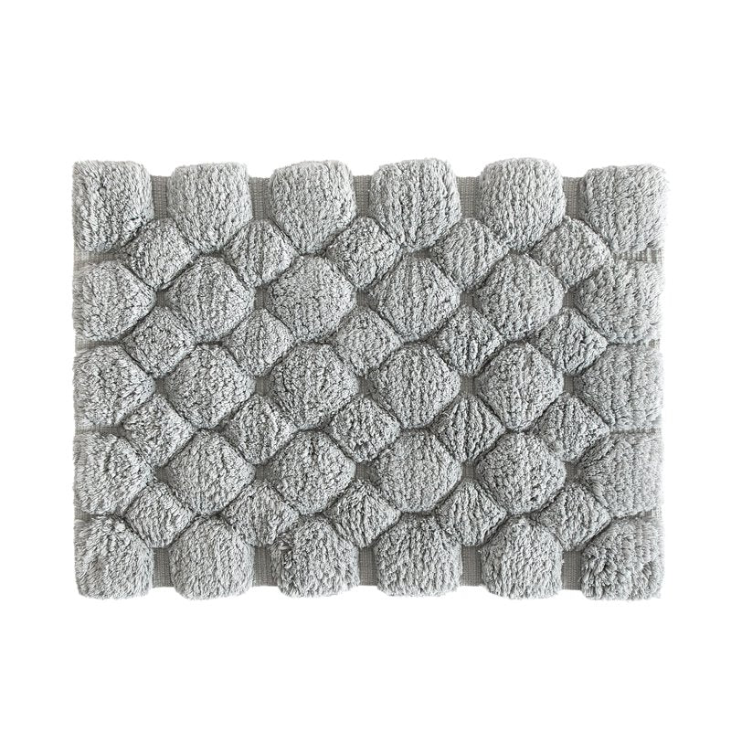 Cotton Bath Rug Set - 2-Piece Grey Textured Bathroom Mats, 17x24 & 20x30 Inches
