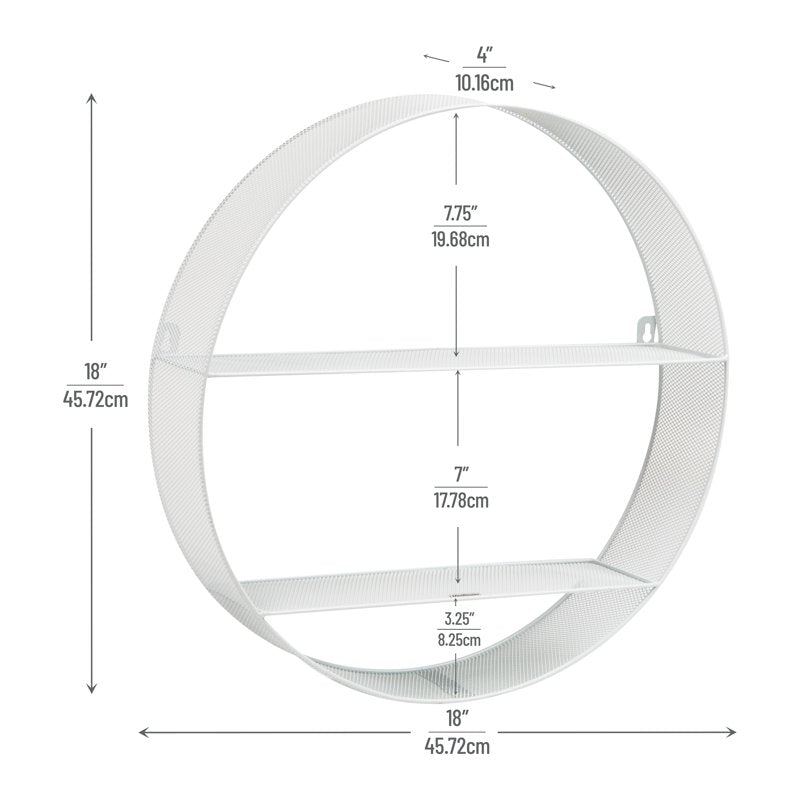 White Circular Floating Wall Shelves Set - Metal Accent Shelves for Home Decor