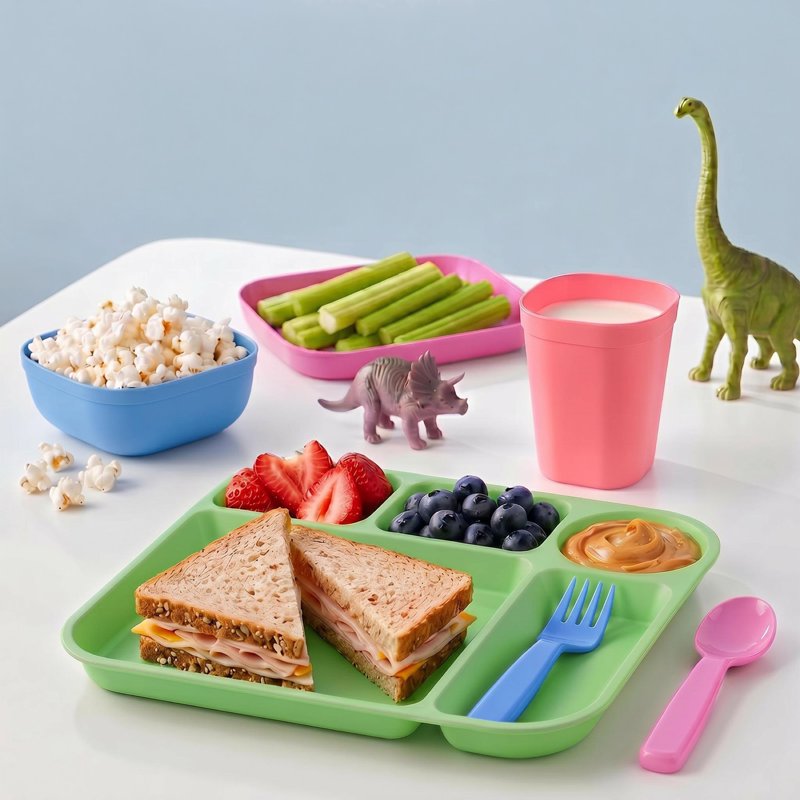 Kids 24-Piece Multicolor Plastic Dinnerware Set - Pink