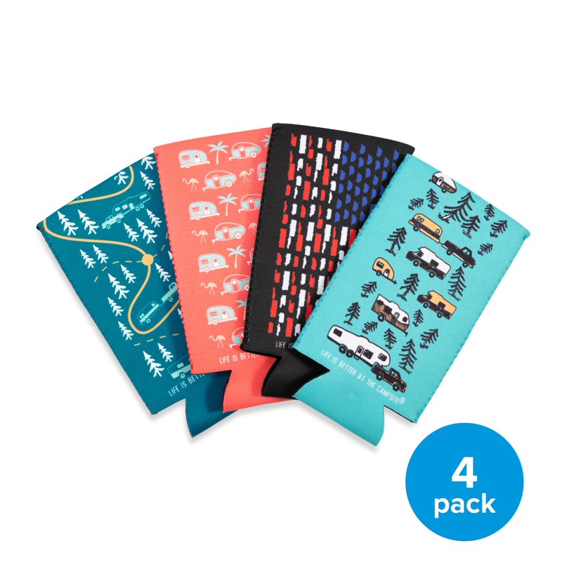 2 Pack RV-Themed Neoprene Skinny Can Sleeves - Multicolor