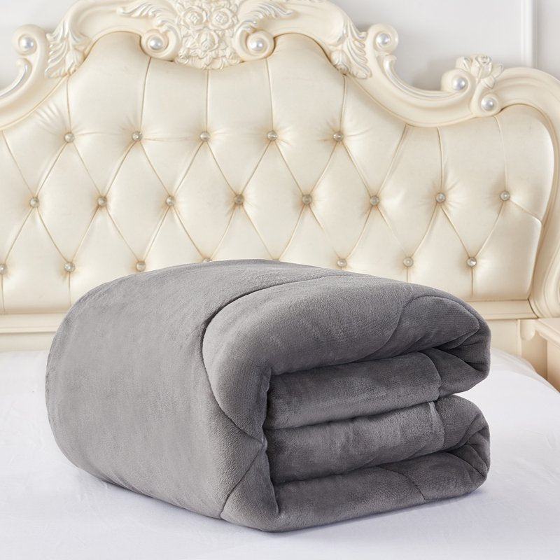 Queen Sherpa Fleece Bed Blanket 3-Piece Set - Thick Warm Grey