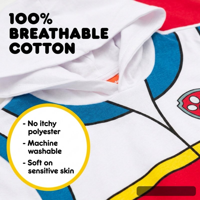 Kids Paw Patrol Cosplay Hooded T-Shirt Ryder Red White - Adventure Bay Costume