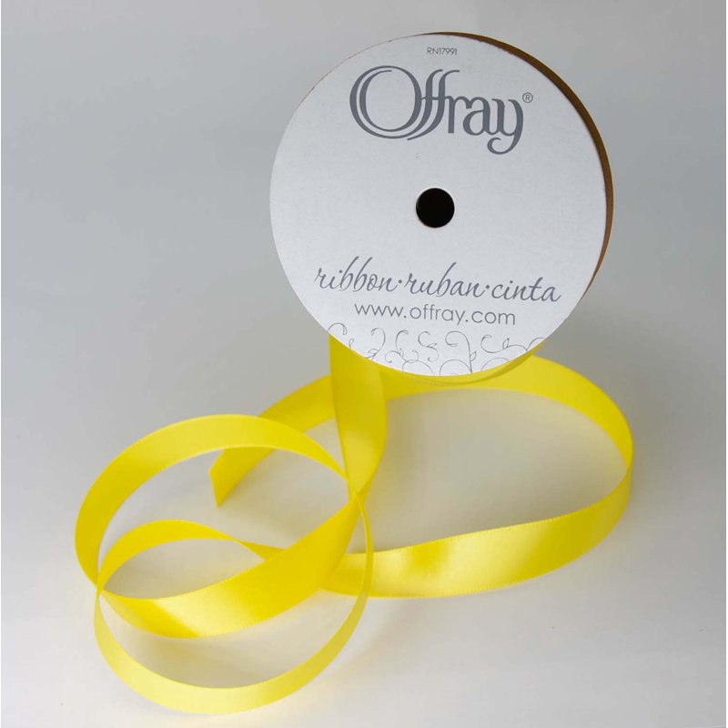 Lemon Yellow Polyester Ribbon - 3.12 x 0.62 Inches Craft Trim - Offray
