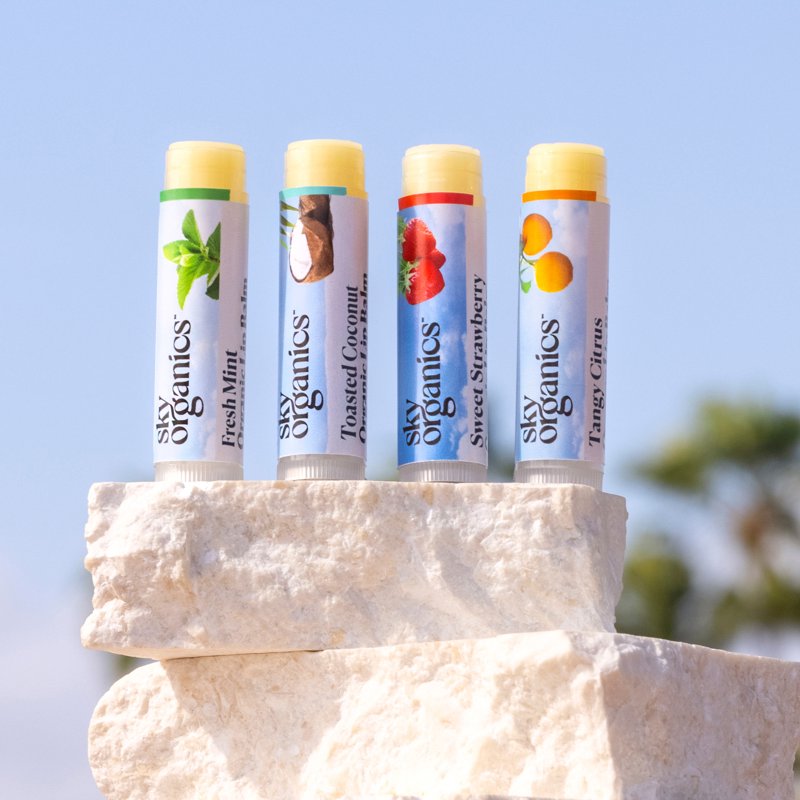 Organic Beeswax Lip Balm Set - Moisturizing Flavored Lip Care, 4 Pack