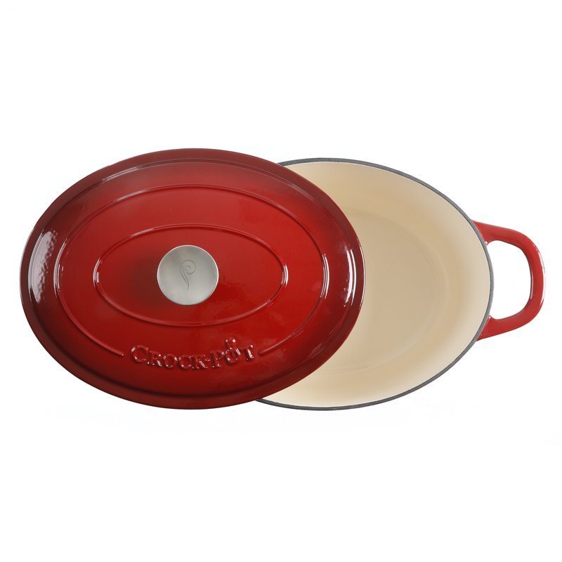 7-Quart Oval Cast Iron Dutch Oven - Scarlet Red