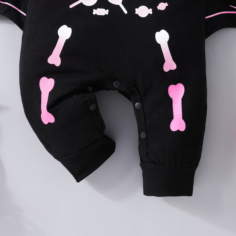 Baby Skeleton Jumpsuit with Wings for 0-3 Months Black Z-03 - Halloween Costume