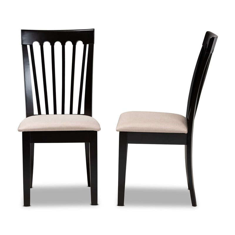 Modern 2-Piece Upholstered Dining Chair Set - Espresso Fabric