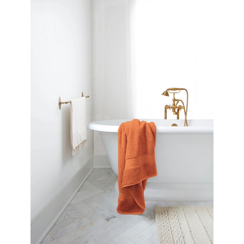 Organic Cotton Plush Bath Towel Set - Burnt Caramel, 4 Pack, 650 GSM, Ultra-Absorbent