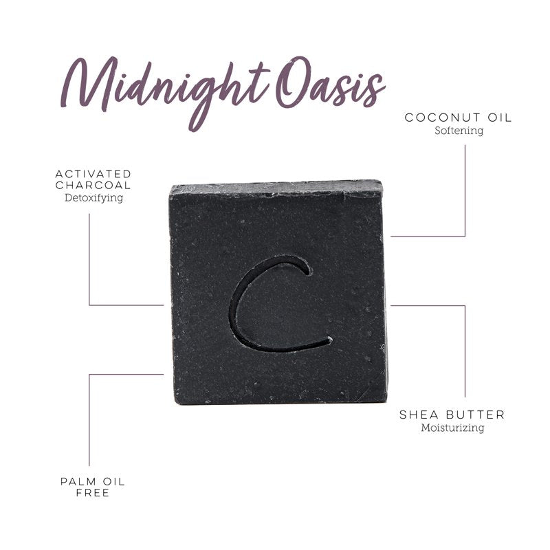 Midnight Oasis Activated Charcoal Soap Bar - Moisturizing & Detoxifying 5 oz