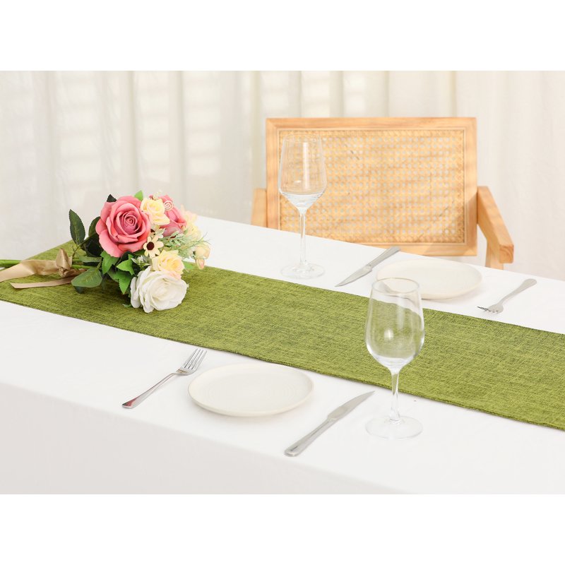Solid Color Table Runner - Green 12" x 83" - Linen Fabric
