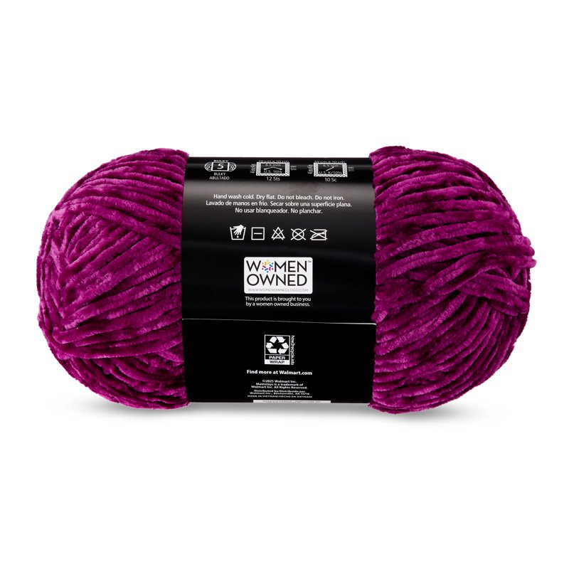 Velvety Yarn Magenta Purple 315 Yards - Soft Polyester for Knitting & Crocheting
