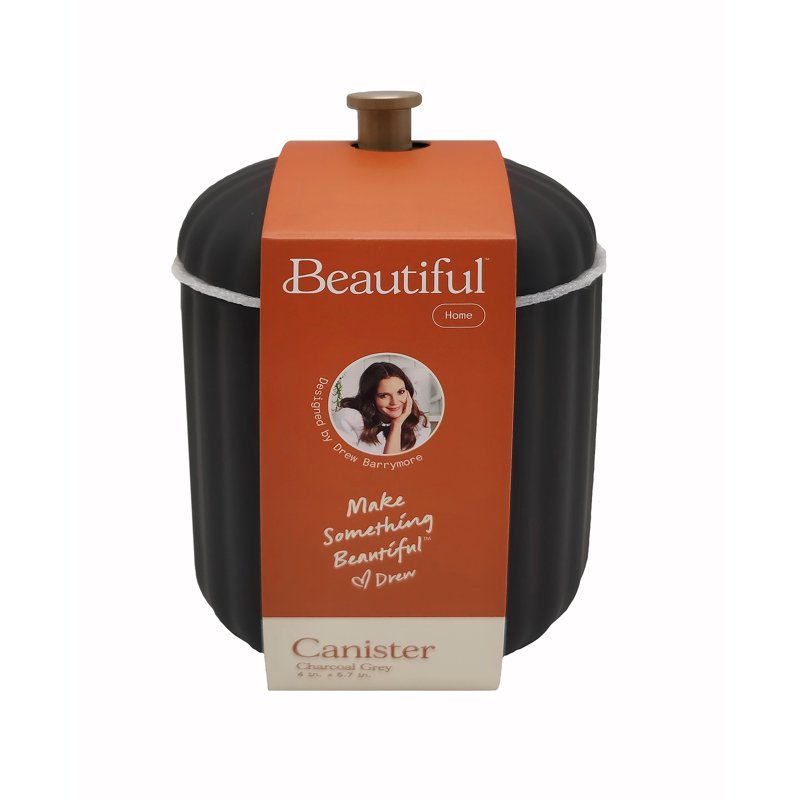 Beautiful Bathroom Canister Gray - Compact Ceramic Storage Jar with Lid