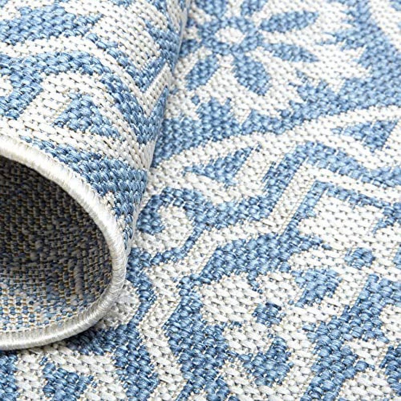 Outdoor & Indoor Geometric Area Rug - Blue Grey, 7'9" x 10'2"
