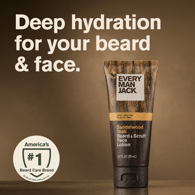 Beard & Scruff Face Lotion for Men - Sandalwood Teak, 3.2 fl. oz