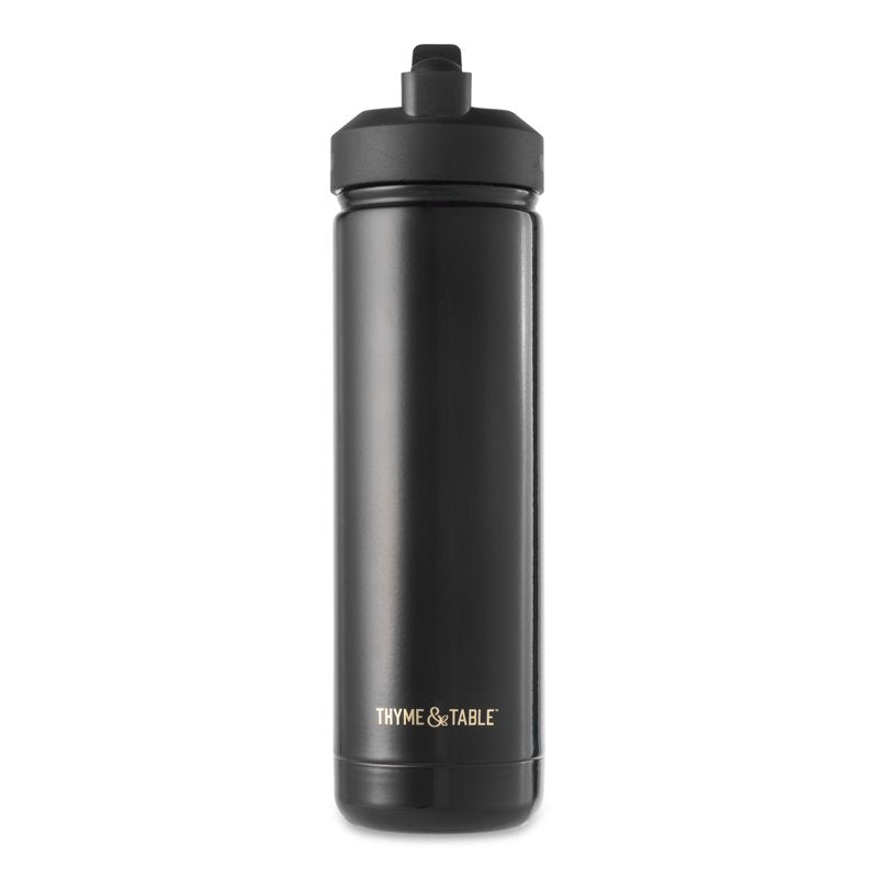 26 oz Water Bottle with Straw Lid - Black Gloss with Butterfly Charm