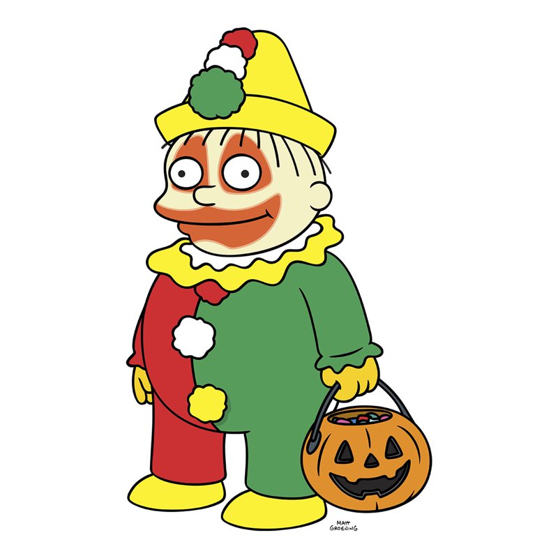 Men's The Simpsons Halloween Clown Ralph Graphic T-Shirt 3XL White