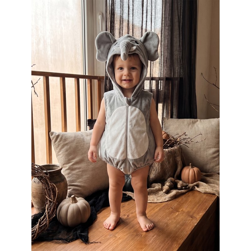 Gray Elephant Baby Romper - Newborn Infant Toddler Halloween Costume 6-12 Months