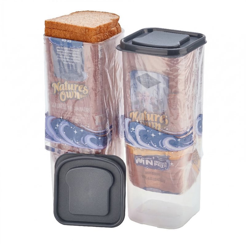 Plastic Bread Bin - 4 Pack Bread Storage Keeper with Lid