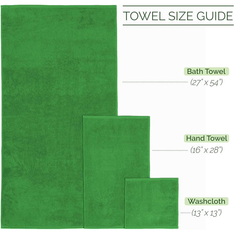 Turkish Cotton Bath Towels Set - Emerald Green 6-Piece Luxury Spa Linen