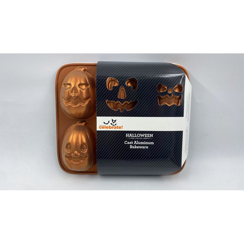 Pumpkin-Shaped Baking Pan 6-Cavity Cast Aluminum Halloween Cake Mold