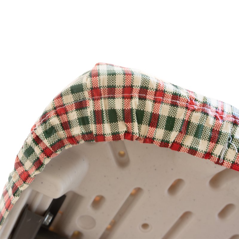 Elastic Fitted Vinyl Table Cover with Flannel Backing - Gingham Plaid, 2 Pack, 6Ft