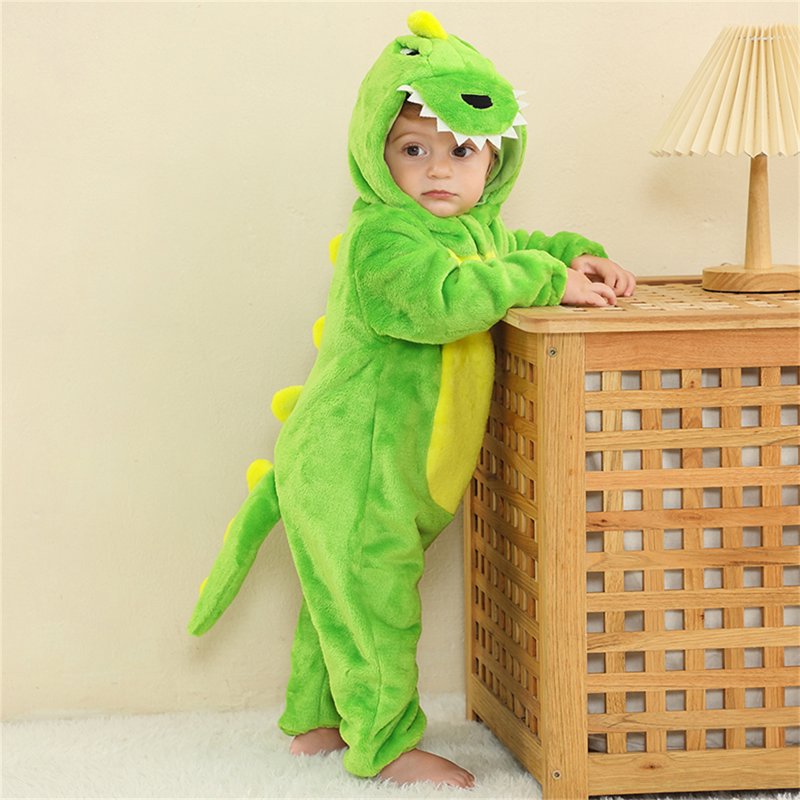 Infant Dinosaur Costume - Green Baby Romper for 6-12 Months Winter Dress Up