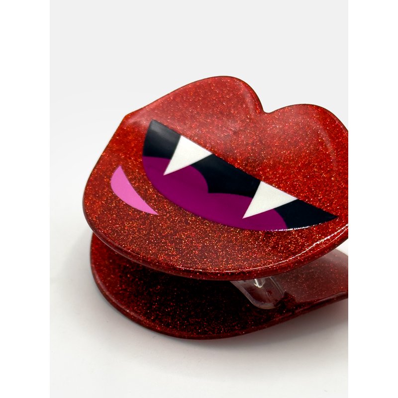 Vampire Teeth Acrylic Hair Claw Accessory for Halloween, Red