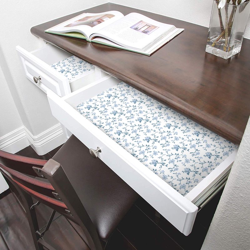 Bonded Grip Shelf Liner - 12 Inch x 10 Feet, Wisteria Blue