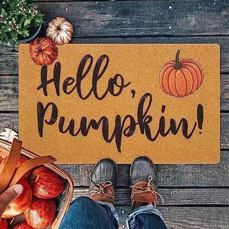 Halloween Door Mat 24x16 Inch Pumpkin Doormat Non Slip Entryway Rug - Pumpkin-E
