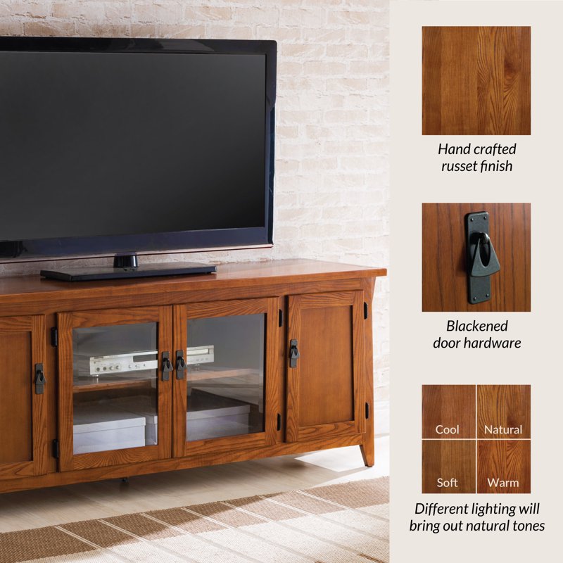 Mission Solid Wood TV Stand for 65-Inch TVs - Russet Finish, Storage, Easy Assembly