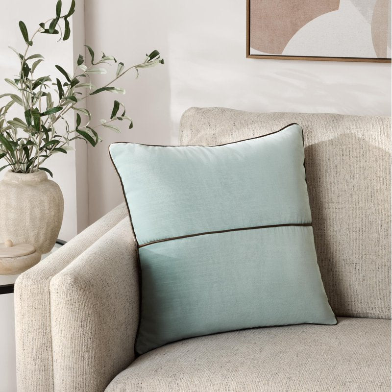 Mainstays Green River Velvet Decorative Pillow Cover - 18x18 with Faux Leather Trim - Variation of THIS listing