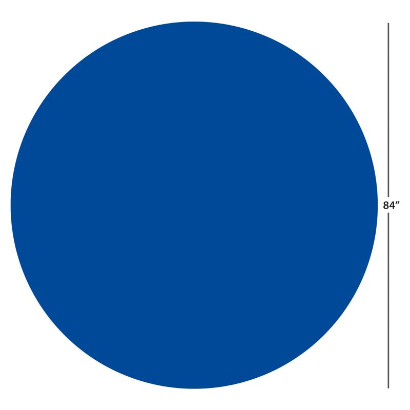 84-Inch Blue Round Plastic Table Cover - Single Use
