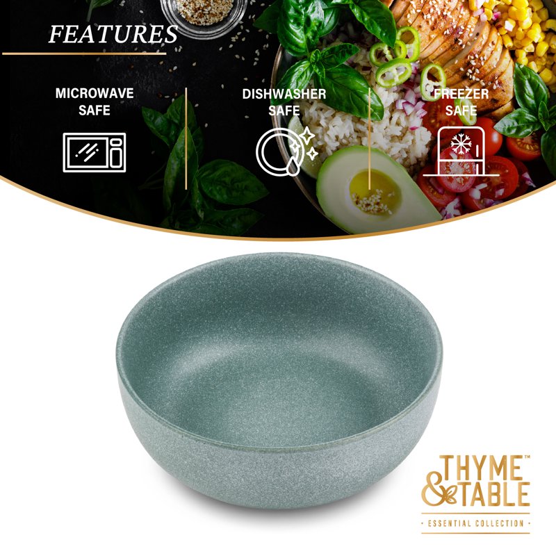 Caspian Ceramic Bowls - 2 Pack, Green Matte Finish