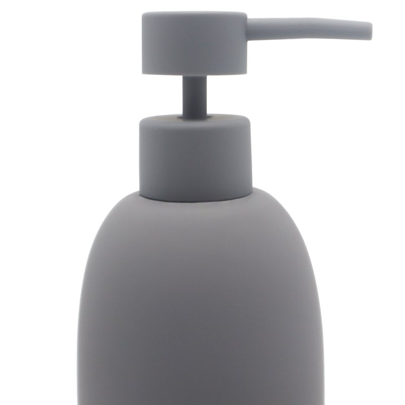 Grey Ceramic Bathroom Accessory Set - Soap Dispenser, Tumbler & Tray, 2 Pack