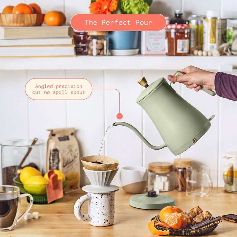 Electric Gooseneck Kettle 1L - 1200W Sage Green