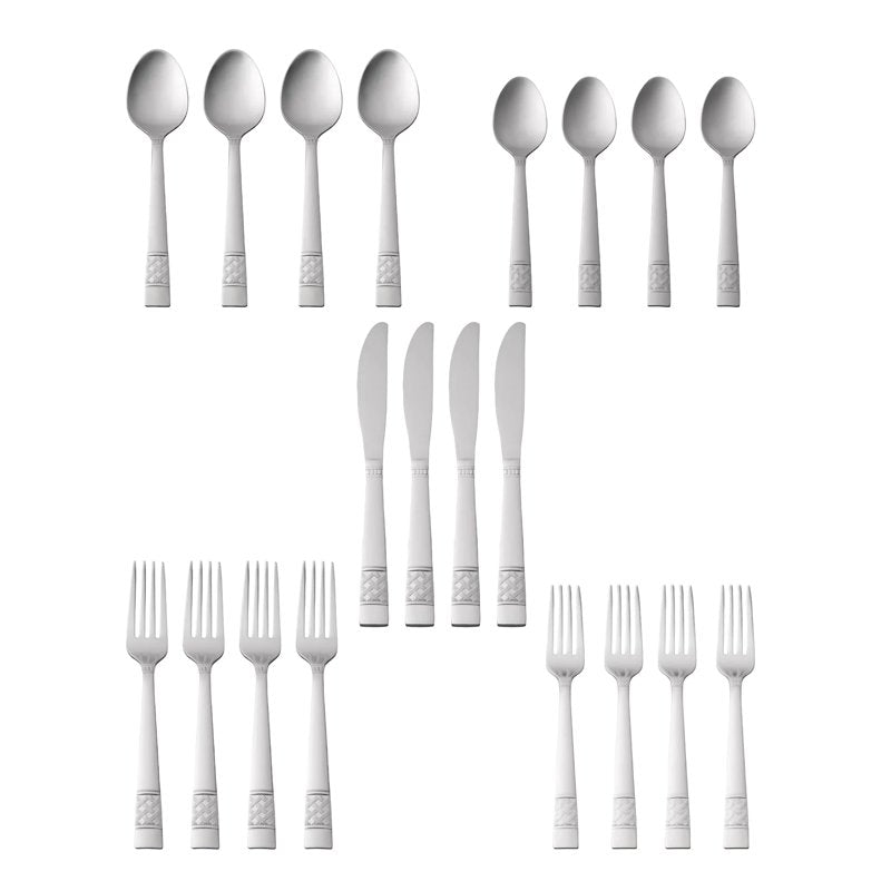 20 Piece Polished Stainless Steel Flatware Set - 6 Pack