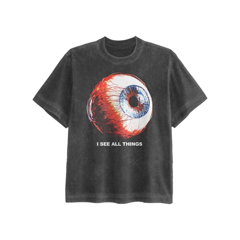 Men's Halloween Graphic Tee with Mineral Wash - See Things Black L