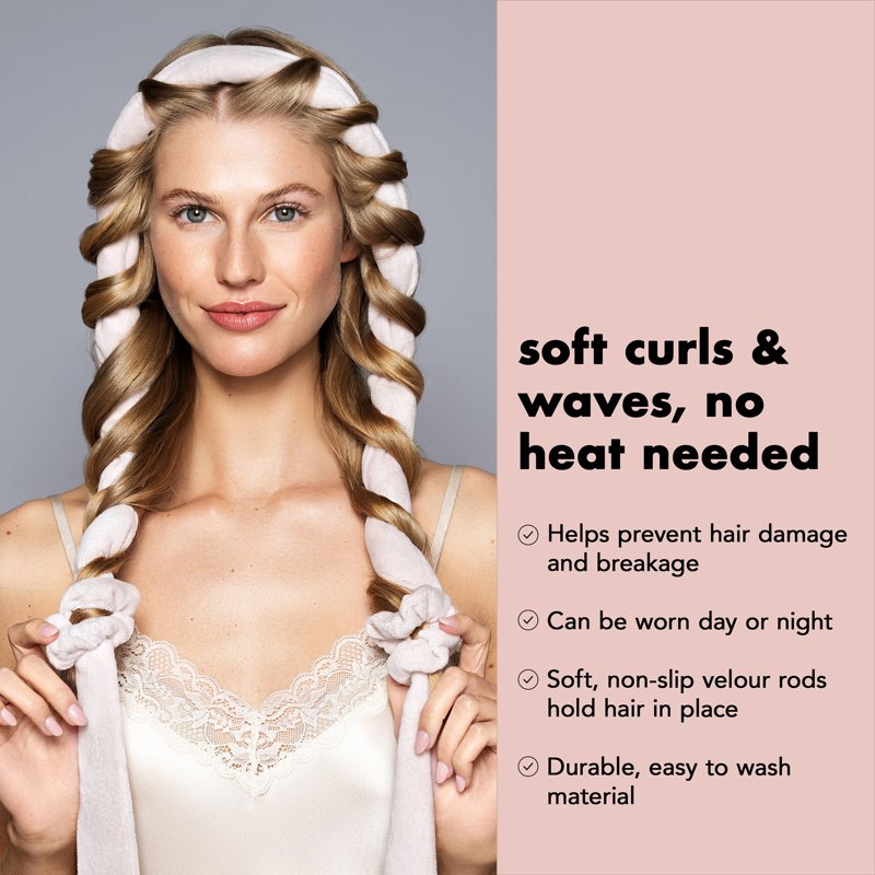 Heatless Soft Ribbon Curl Set for Smooth Defined Curls - Pink
