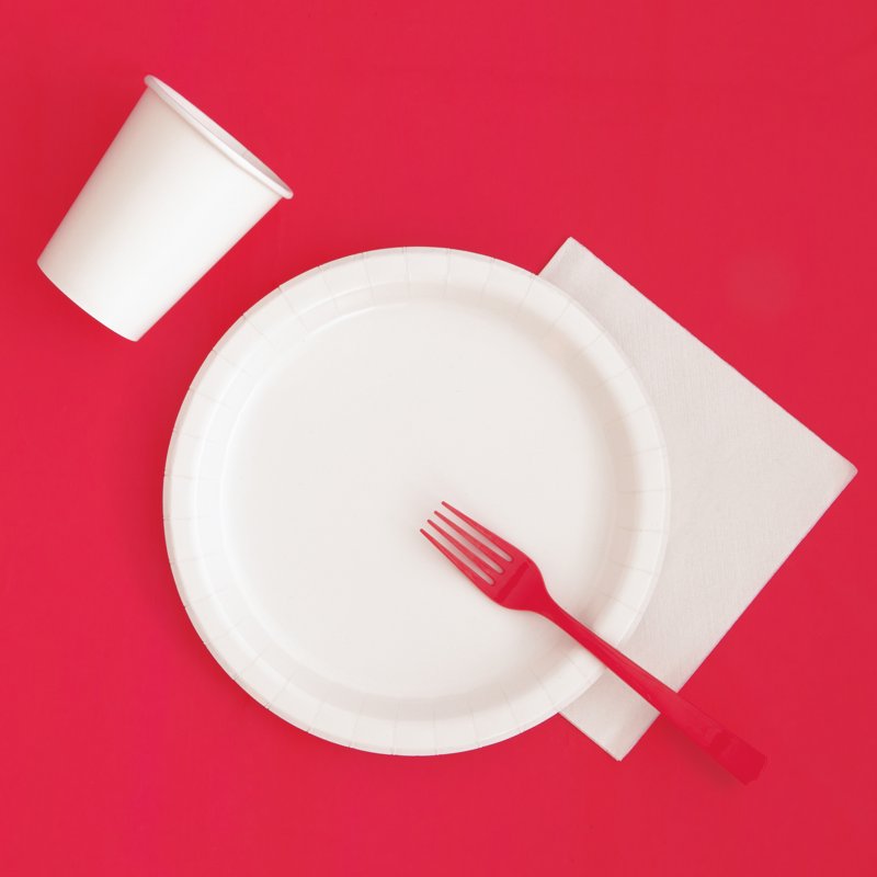 Red Rectangular Plastic Table Covers - 54" x 108" - 6 Pack