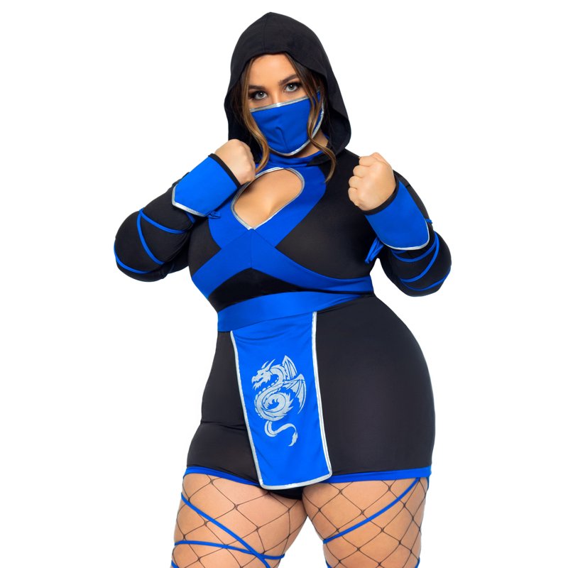 Plus Size Blue Dragon Ninja Costume Set for Women - 3X-4X