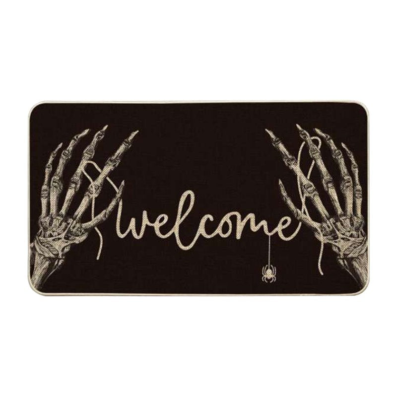 Halloween Door Mat - Black 23.62x15.75in Spooky Entryway Rug Non-Slip Decor
