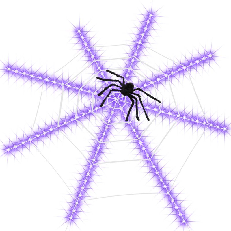 12ft Halloween Spider Web Lights with 1 Spider, 8 Modes Waterproof Outdoor Decoration