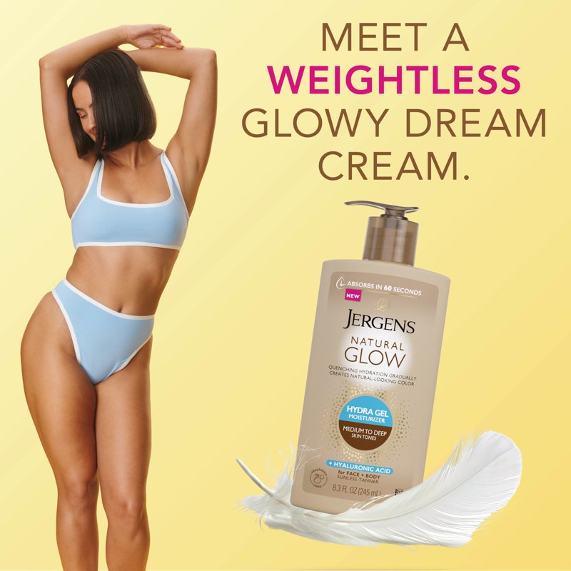 Jergens Natural Glow Hydra Gel Moisturizer, Gradual Tanning Lotion,