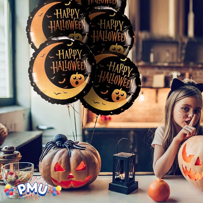 Halloween Party Balloon Set - Crescent Moon & Jack 18 Inch Mylar Foil Balloons, 10 Pack