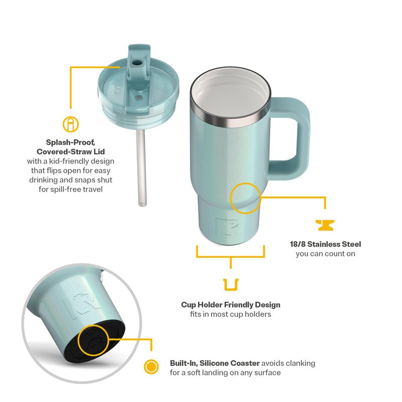 16 oz Leak-Proof Ceramic Lined Tumbler with Straw - Ice Glitter