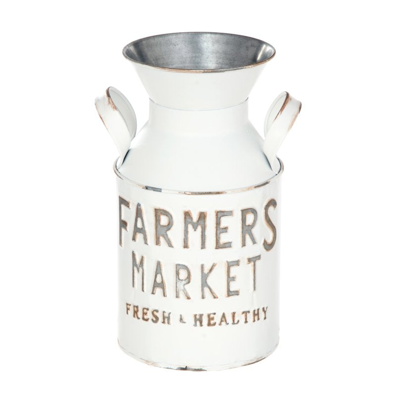 Farmers Market Metal Milk Jug Décor with Handles - 3 Pack, White