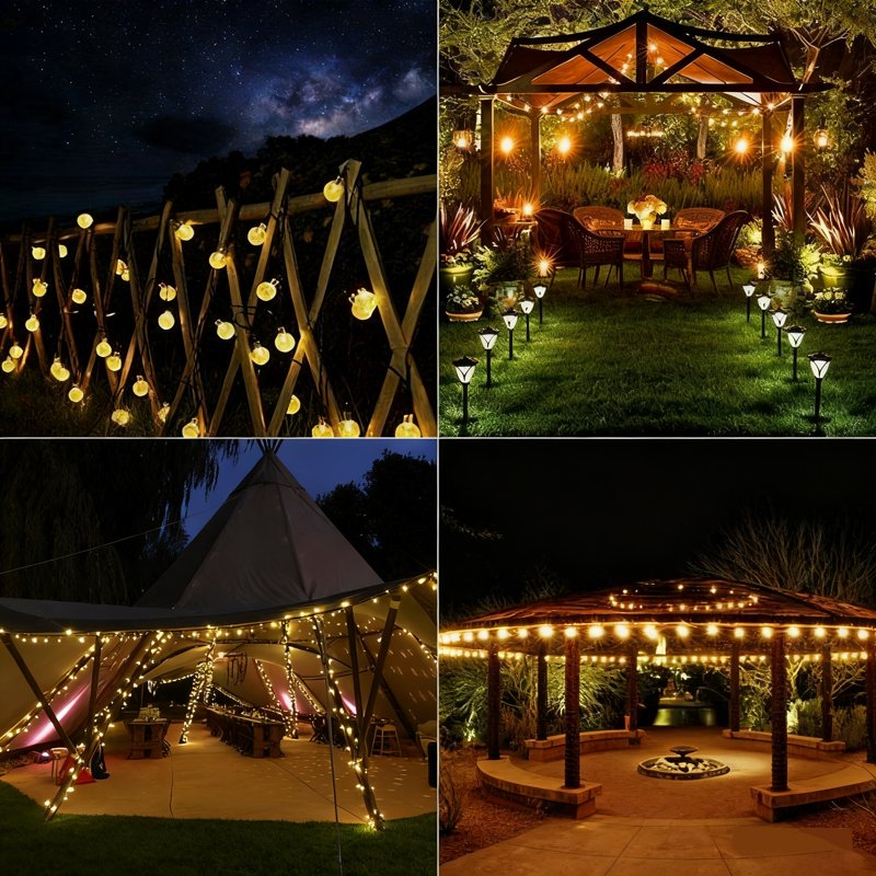 Solar String Lights Outdoor Globe 35.6ft 60 LED Waterproof Warm White with 8 Modes
