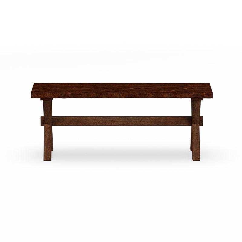 Live Edge Dining Bench - Walnut Finish, X-Brace Legs