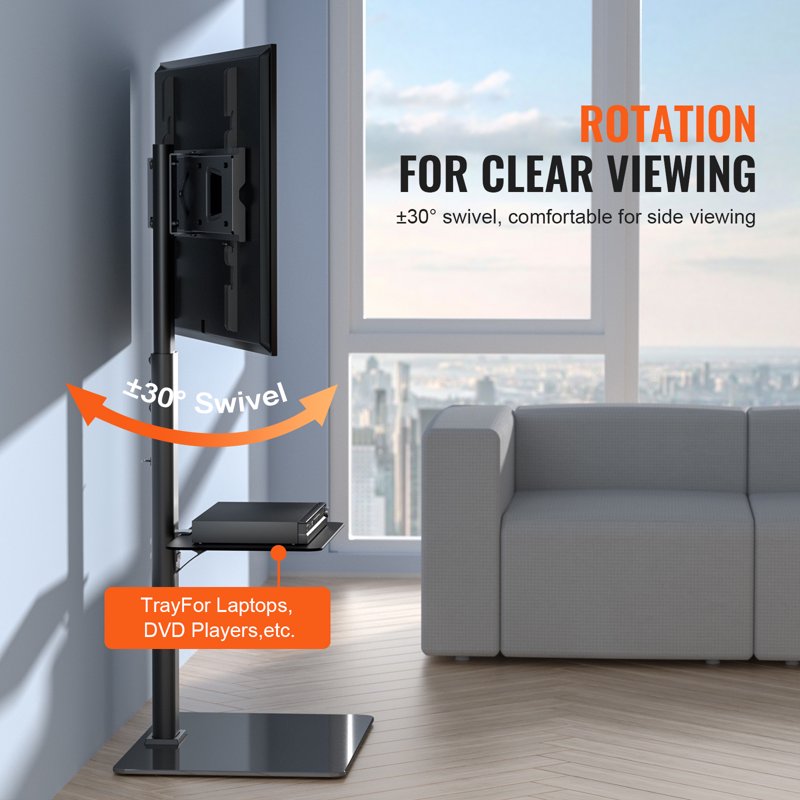 Rotating Mobile TV Stand for 32-65 Inch TVs with Adjustable Height